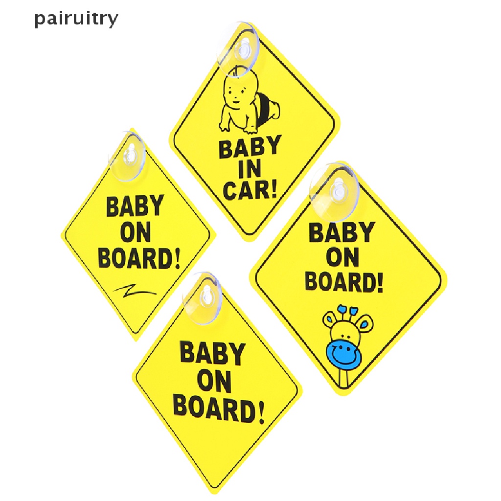 Prt Baby On Board SAFETY Jendela Mobil Suction Cup Kuning Reflektif Warning Sign 12CM PRT