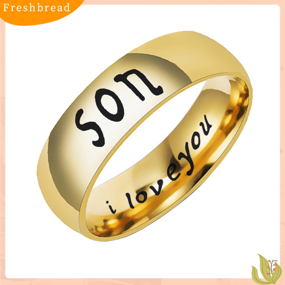 &lt; Freshbread &gt; Fashion Ibu Ayah Anak Perempuan Anak Huruf Band Stainless Steel Anggota Keluarga Cincin