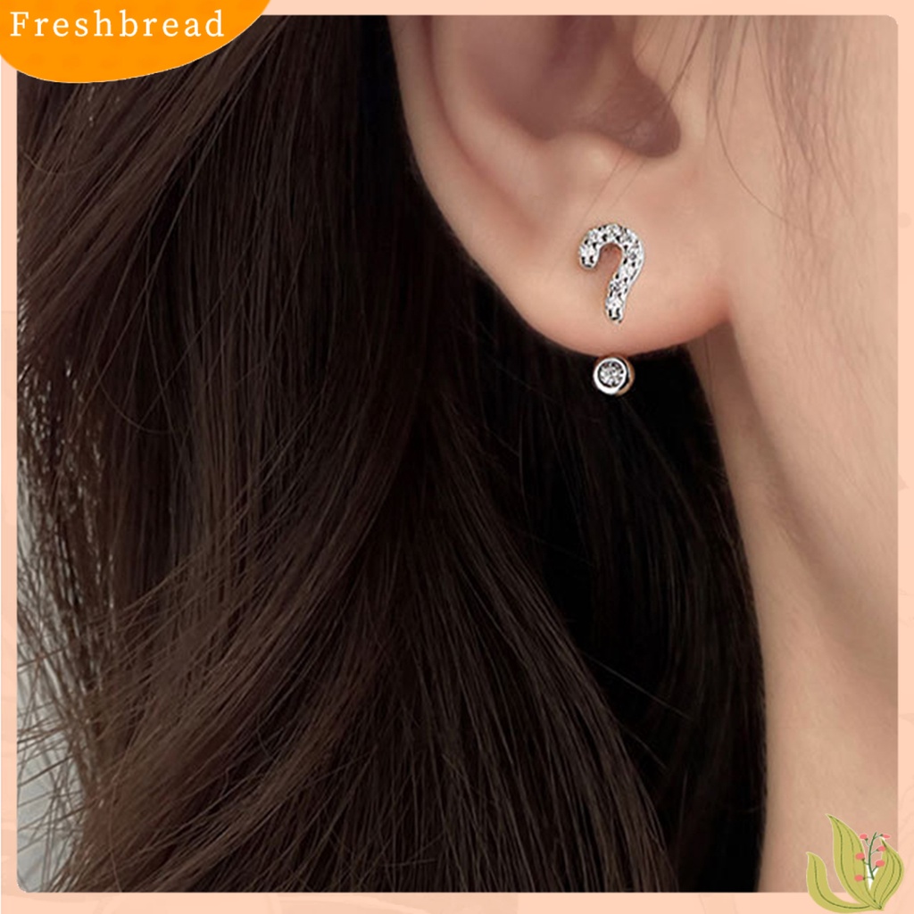 &lt; Freshbread &gt; 1pasang Anting Pejantan Tanda Seru Asimetris Wanita Tanda Tanya Kecil Ear Studs Perhiasan Hadiah