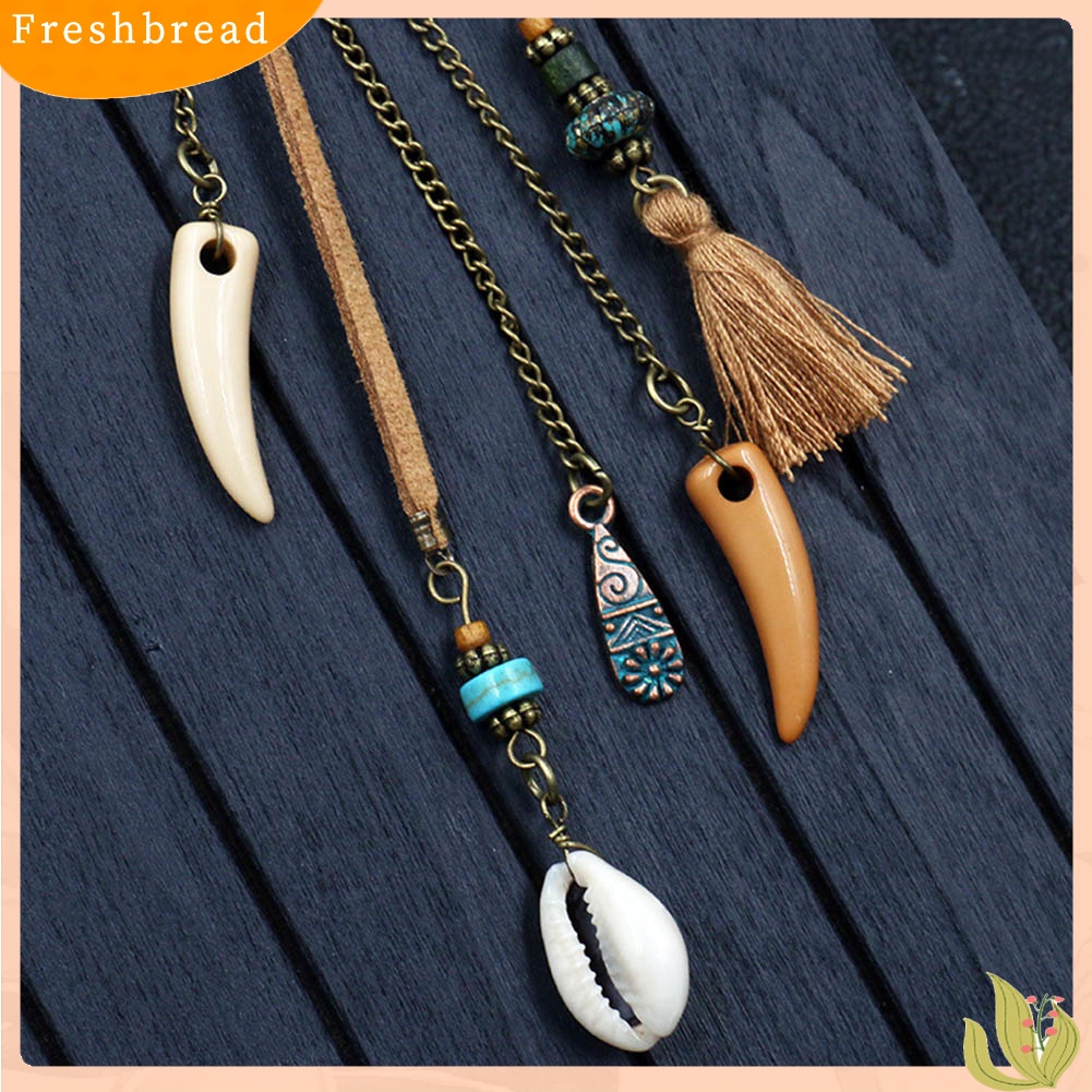 &lt; Freshbread &gt; Wanita Boho Bunga Matahari Shell Ox Tanduk Rumbai Menjuntai Anting Eardrop Perhiasan Hadiah