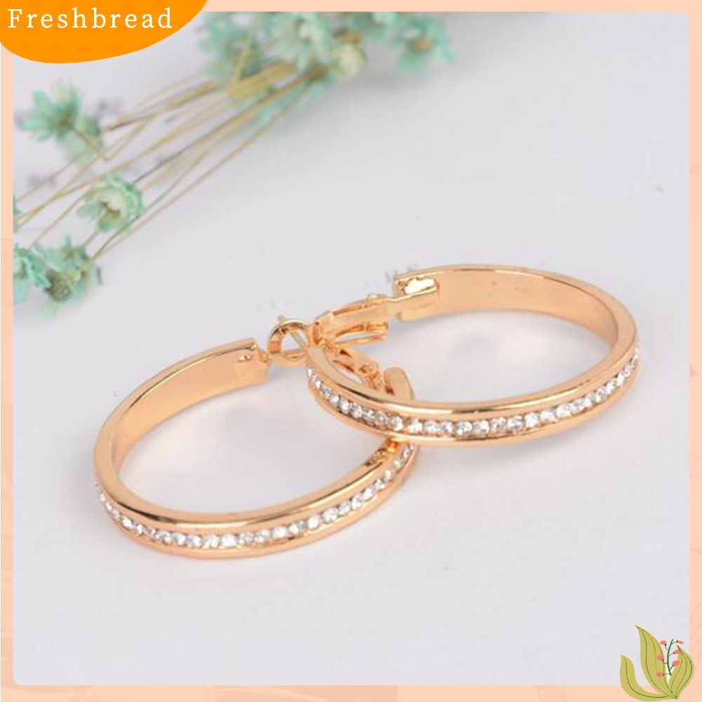 < Freshbread > Berlian Imitasi Bertatahkan Wanita Lingkaran Besar Geometris Menjuntai Hoop Earrings Perhiasan Hadiah