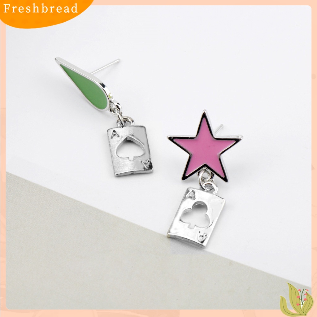 &lt; Freshbread &gt; Hunter Anime Cosplay Poker Joker Ear Stud Earring Untuk Aksesoris Perhiasan Hisoka