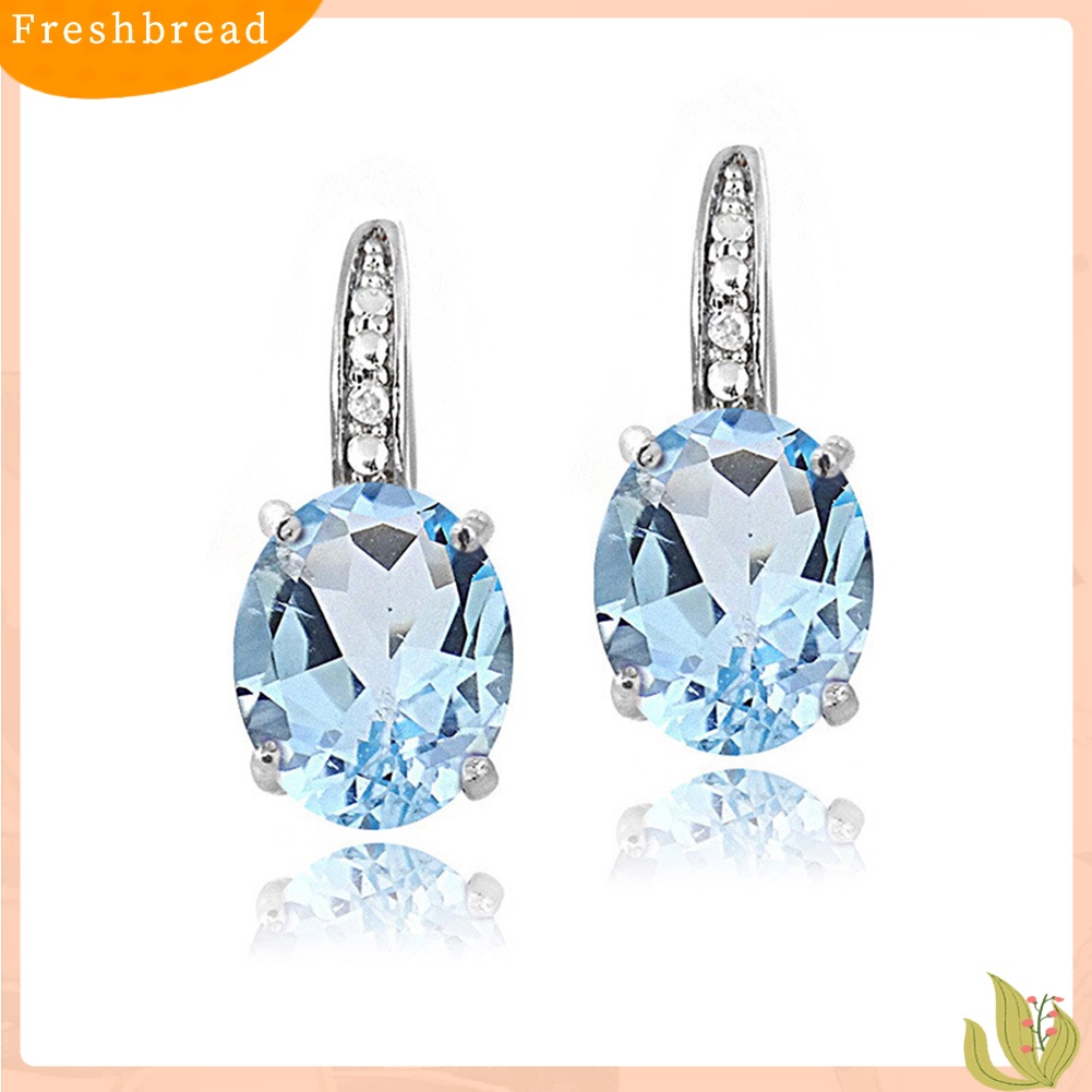 &lt; Freshbread &gt; Fashion Oval Kubik Zirkon Wanita Leverback Anting Pesta Perjamuan Pesona Perhiasan