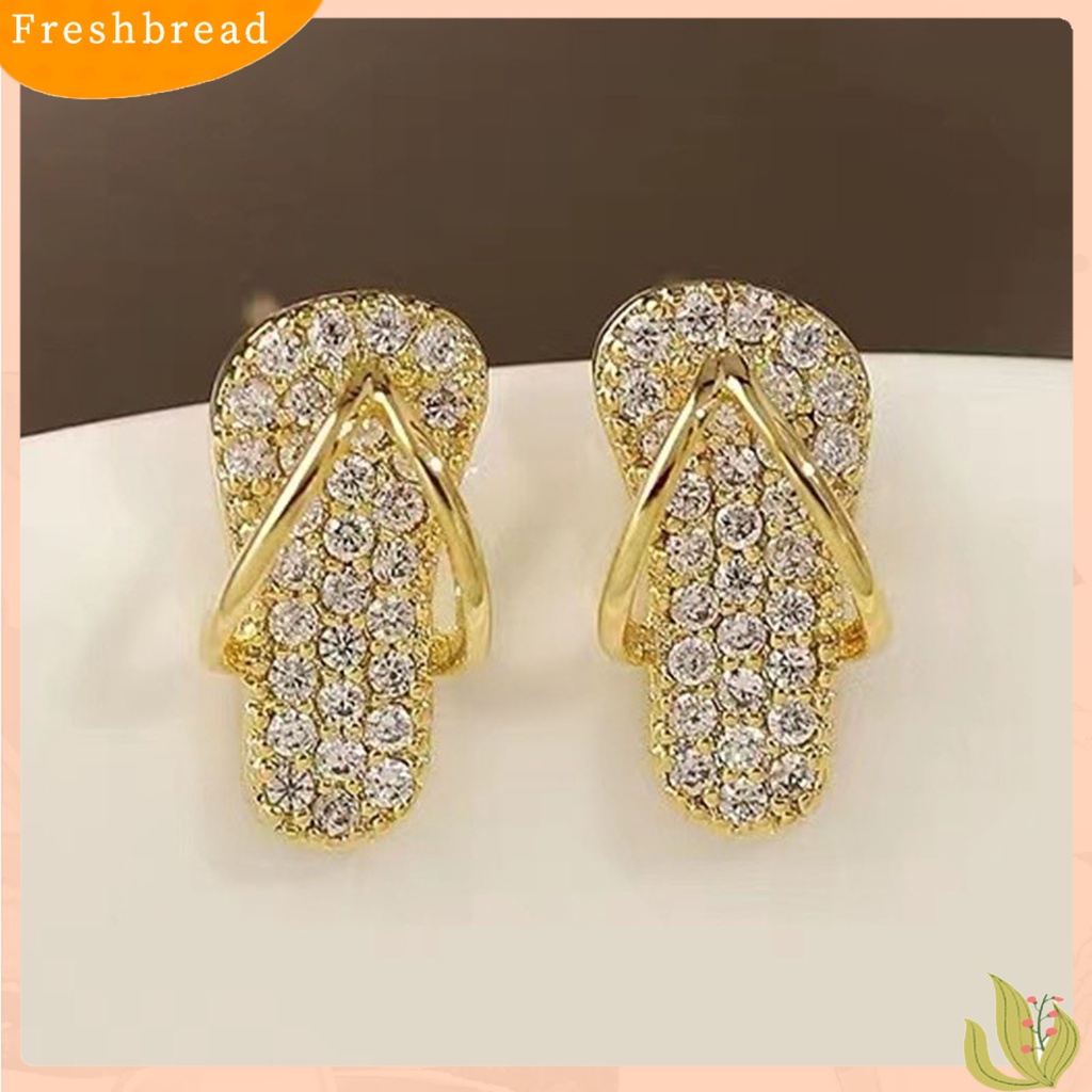 &lt; Freshbread &gt; Anting Kreatif Gaya Alloy Lucu Berbentuk Slipper Women Ear Studs Untuk Wanita