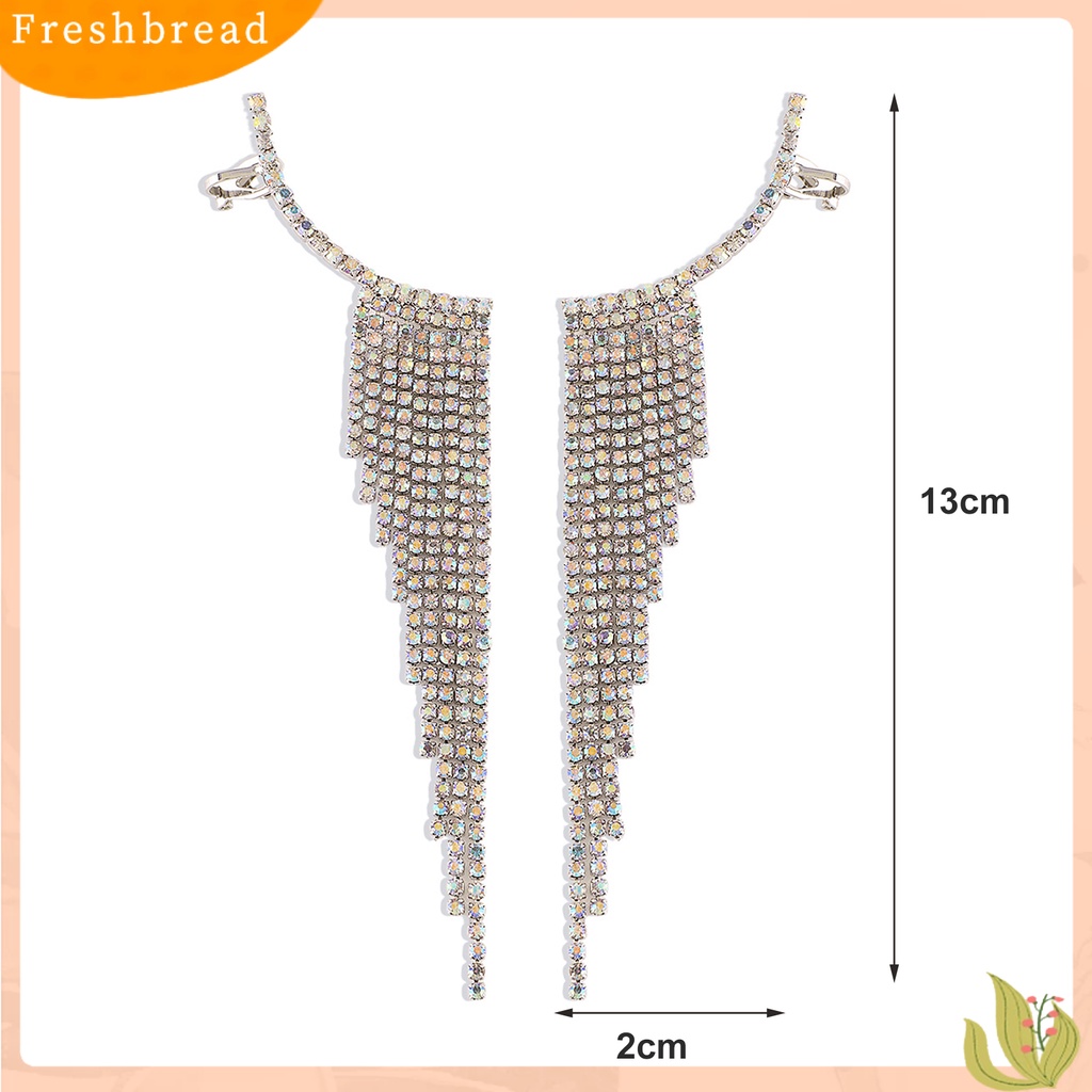 &lt; Freshbread &gt; 1pasang Drop Earrings Mutilayer Jumbai Berlian Imitasi Perhiasan Berlebihan Anting Menjuntai Panjang Atau Perjamuan