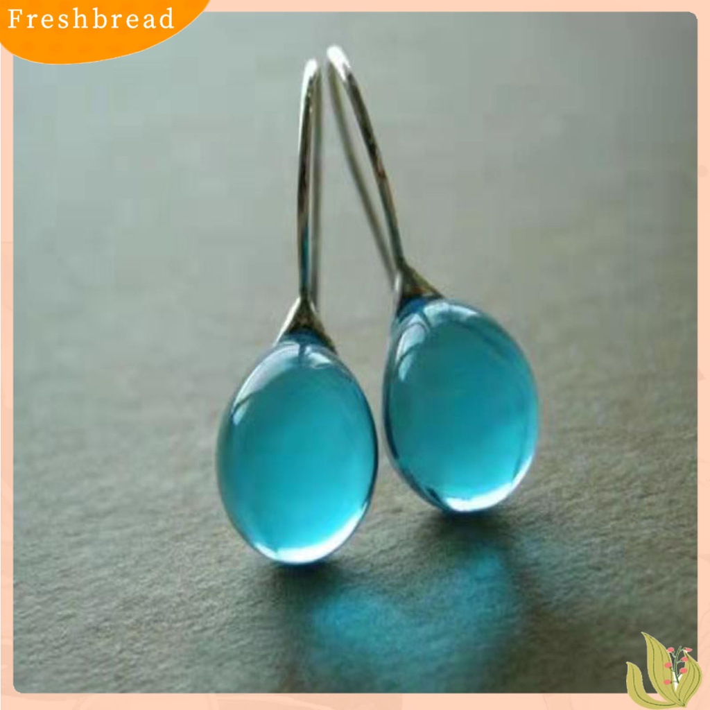 &lt; Freshbread &gt; 1pasang Anting Kait Perhiasan Berlian Imitasi Geometris Bentuk Oval Anting Drop Tahan Lama Untuk Pernikahan