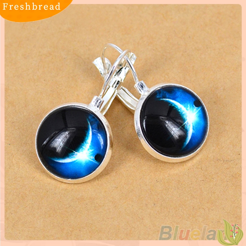 &lt; Freshbread &gt; Pesona Kaca Luar Angkasa Galaxy Wanita Perak Berlapis Perancis Tuas Kembali Drop Earrings