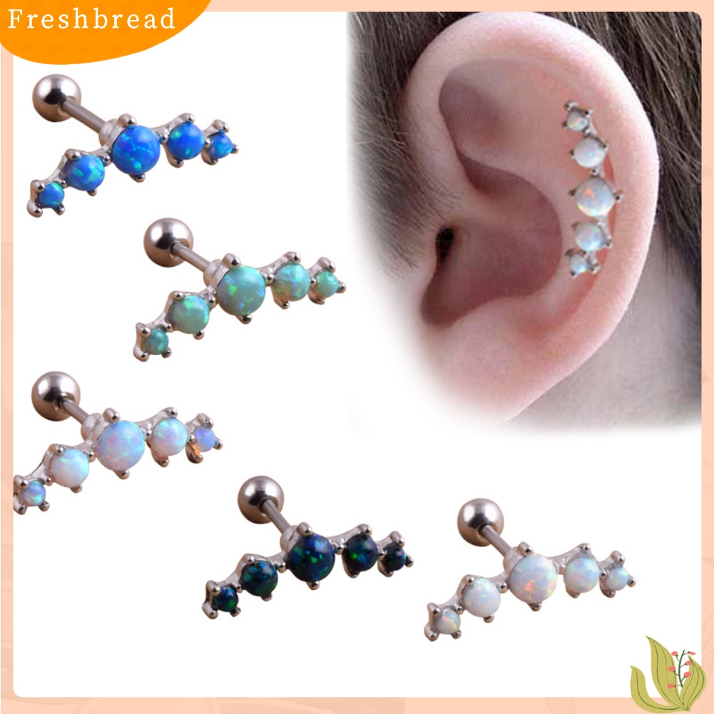 &lt; Freshbread &gt; 1Pc Wanita Faux Opal Cartilage Ear Stud Earrings Helix Tragus Piercing Perhiasan