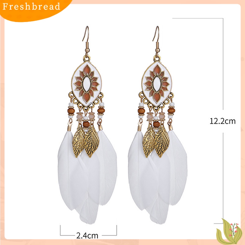 &lt; Freshbread &gt; 1pasang Anting Lady Bulu Sintetis Bohemia Kreatif Jumbai Anting Menjuntai Untuk Pakaian Sehari-Hari