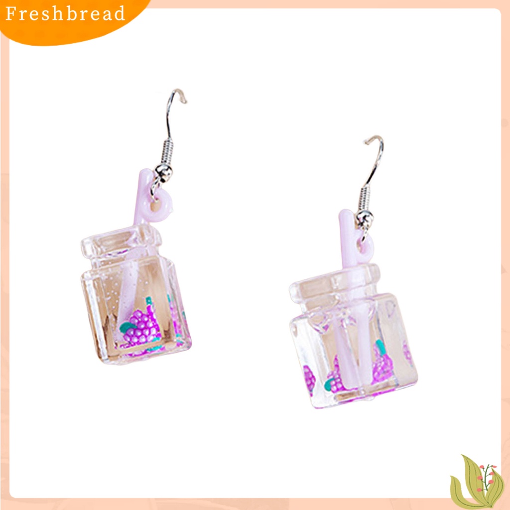 &lt; Freshbread &gt; 1pasang Drop Earrings Indah Ringan Resin Kartun Buah Susu Teh Cangkir Anting Untuk Pesta