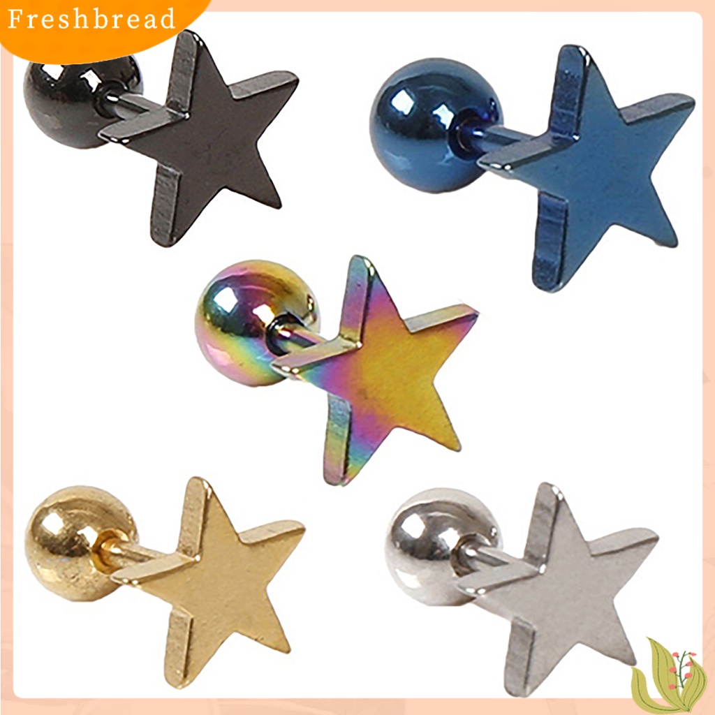 &lt; Freshbread &gt; 1pasang Charms Perhiasan Anting Stud Telinga Bahan Alloy Motif Pentagram Unisex Untuk Pesta