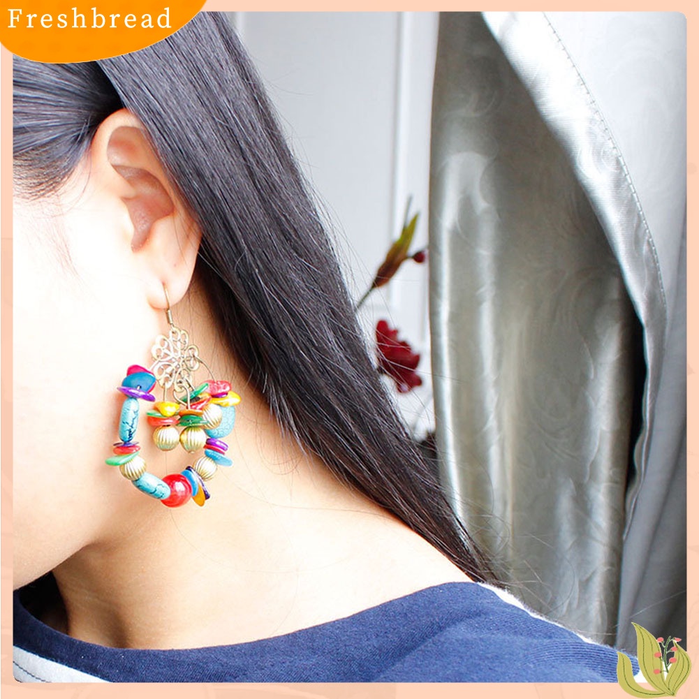 &lt; Freshbread &gt; Warna-Warni Wanita Bohemian Manik-Manik Kait Anting Perjamuan Perhiasan Hadiah Ulang Tahun