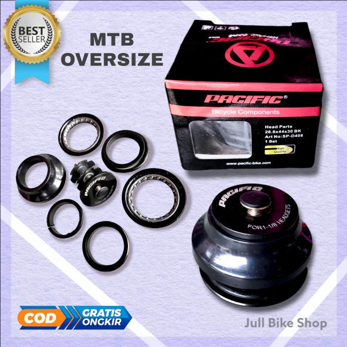 OVERSIZE headset sepeda MTB headpart 28.6mm BMX PACIFIC komfork 28.6x44x30 head set part over size fork stem D408 44mm komstir mangkok tanam jangkar