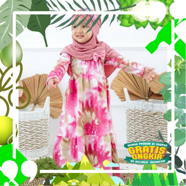 BIG SALE Labebah Pakaian Anak Perempuan/Muslim Anak Perempuan/Baju Tie Dye Wanita Set/ edisi lebaran