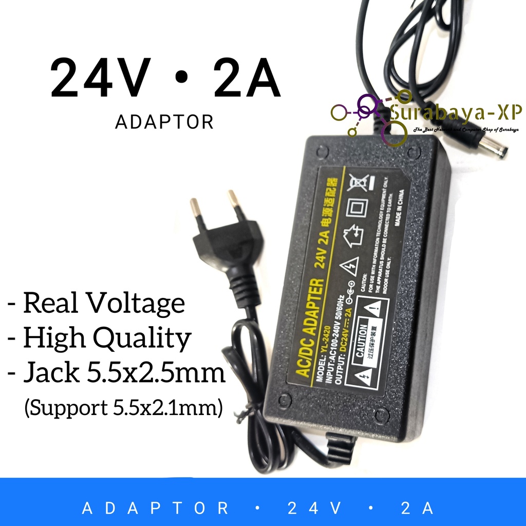 Adaptor 24V 2A REAL VOLTAGE Adaptor 24 Volt 2 Ampere