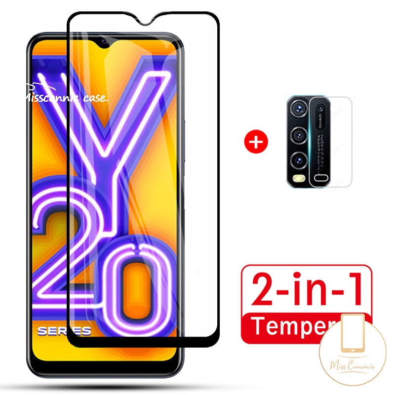 2in1 Tempered Glass Vivo Y35 Y02 Y11 Y20 Y16 Y02s Y17 V23 Y15S Y22 Y15A Y1S Y91C Y30 Y91 Y21 Y33S Y21S Y21T Y20i Y12s Y76 Y72 S1 Y19 Pelindung Layar Lensa Kamera Tempered Glass