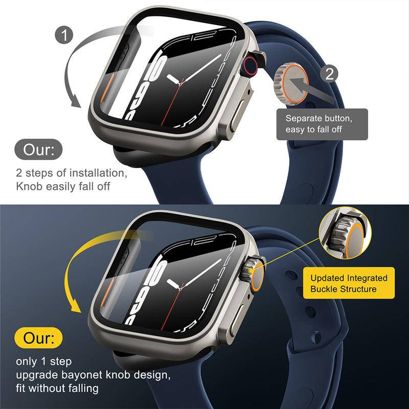 Upgrade Cover for Apple Watch Case SEries 8 7 6 5 4 Se 45mm 44mm 40mm 44mm Pelindung Layar PC Case Tempered Glass Change