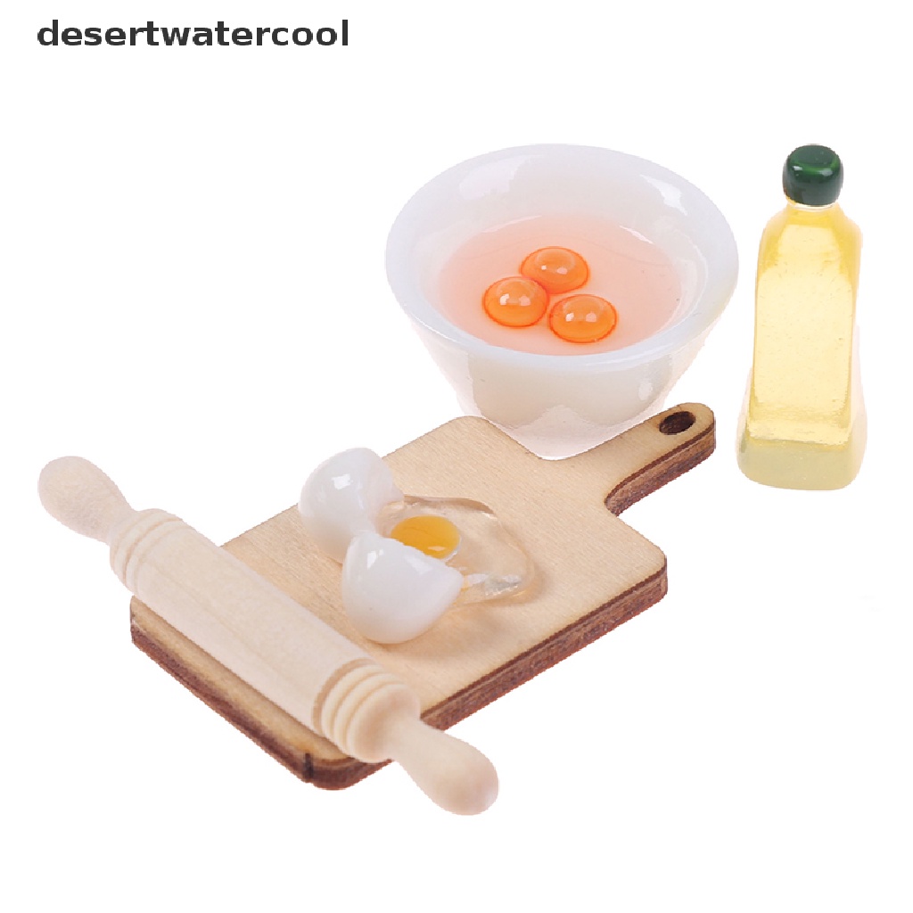 Deid1:12rumah Boneka Miniatur Rolling Pin Telur Mangkok Minyak Zaitun Set Aksesoris Dapur Martijn