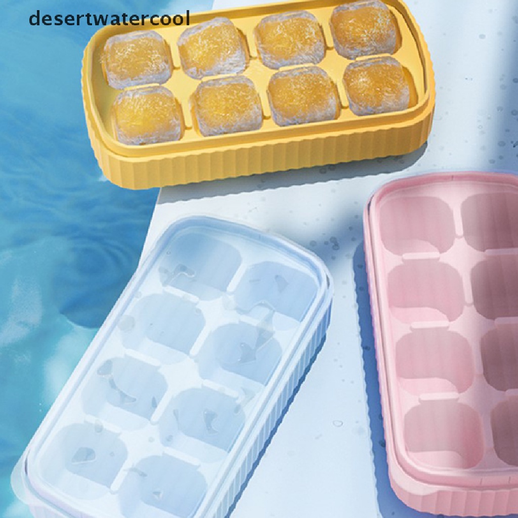 Deid 8kisi Cetakan Es Batu Silikon DIY Dengan Tutup Ice Cube Mold Alat Dapur Martijn