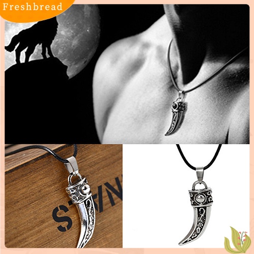 {In Stock} Punk Stainless Steel Pria Mendominasi Serigala Gigi Bentuk Liontin Kalung Perhiasan