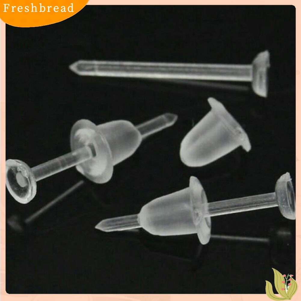 {In Stock} 50Pcs/Set Unisex Plastik Bening Anting Post Telinga Pin Punggung DIY Perhiasan Aksesori