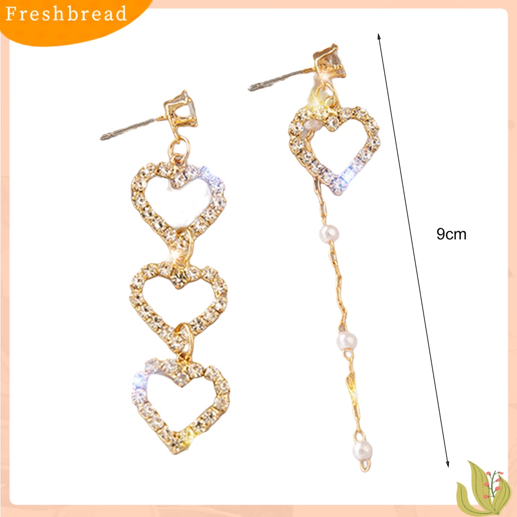 {In Stock} 1pasang Anting Menjuntai Hati Berlian Imitasi Perhiasan Gaya Korea Mutiara Imitasi Stud Earrings Hadiah Ulang Tahun