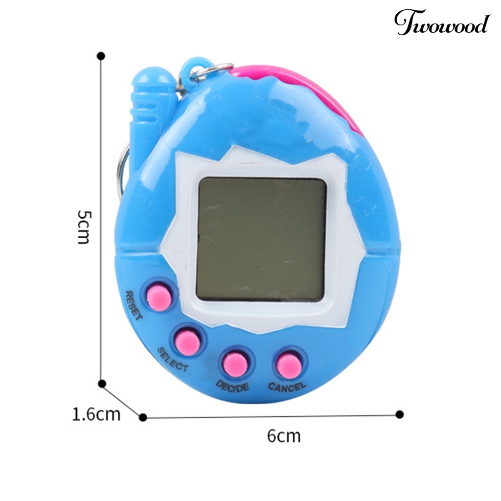 Twowood Pocket Game Console Handheld Virtual Pet Feeding Tekan Untuk Bermain Dengan Gesper Gantung Nostalgia Konsol Hewan Peliharaan Elektronik Mainan Anak