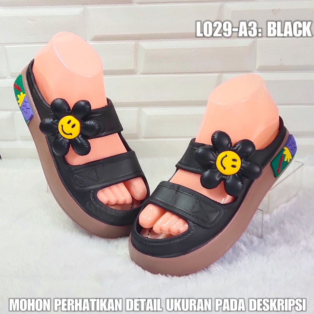 SANDAL WANITA BAN 2 L029 A3 SENDAL MOTIF KEMBANG VIRAL SDLWW