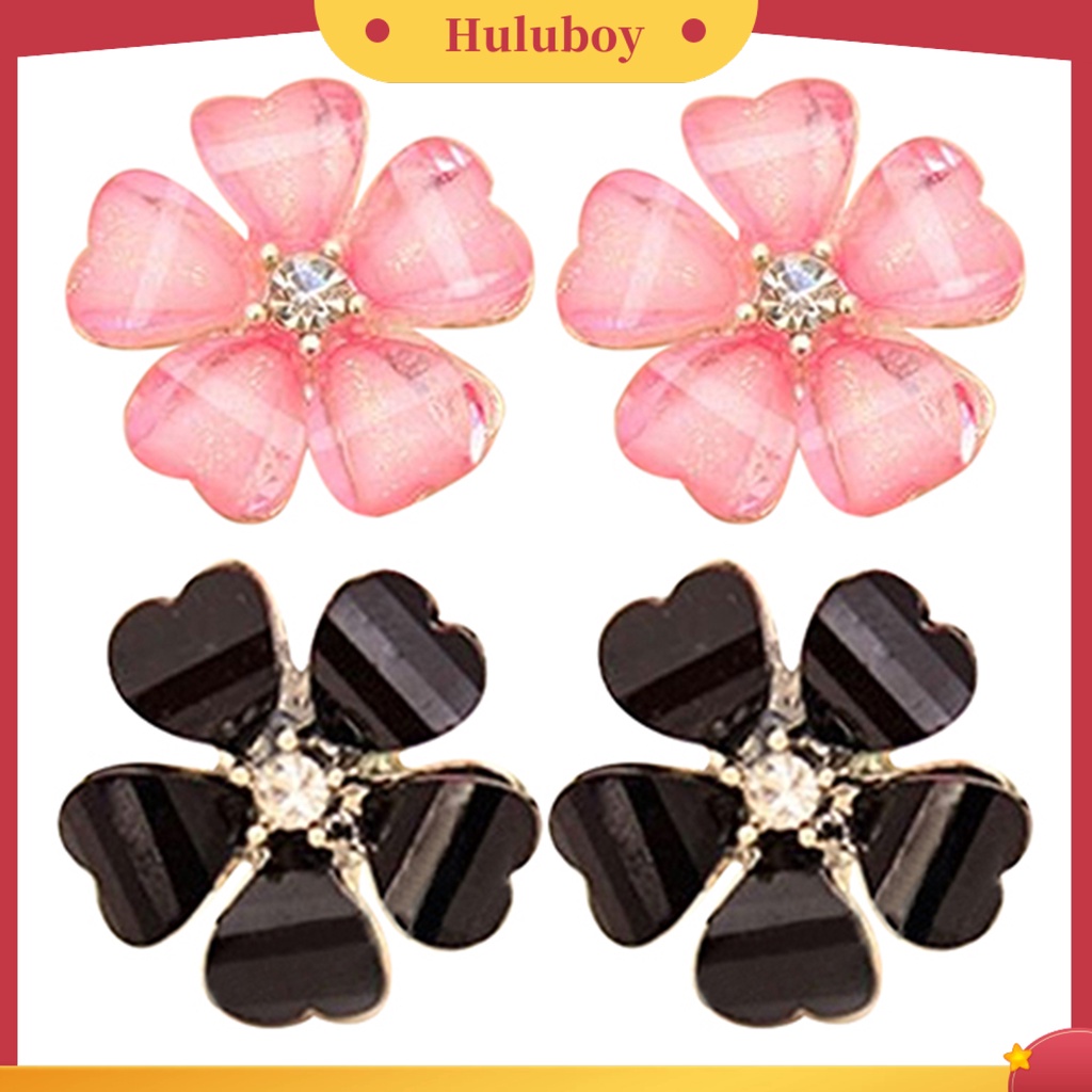 {Ready Stock} Ear Stud Kelopak Berlian Imitasi Motif Bunga Bahan Alloy Indah Berkilau Anting Untuk Wanita