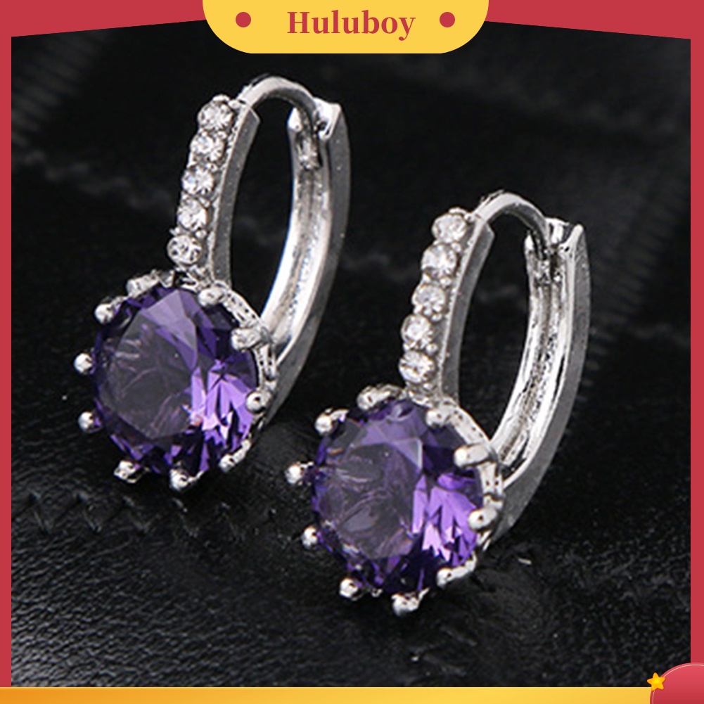 {Ready Stock} Wanita Bulat Cubic Zirconia Hias Huggie Hoop Earings Piercing Perhiasan Hadiah