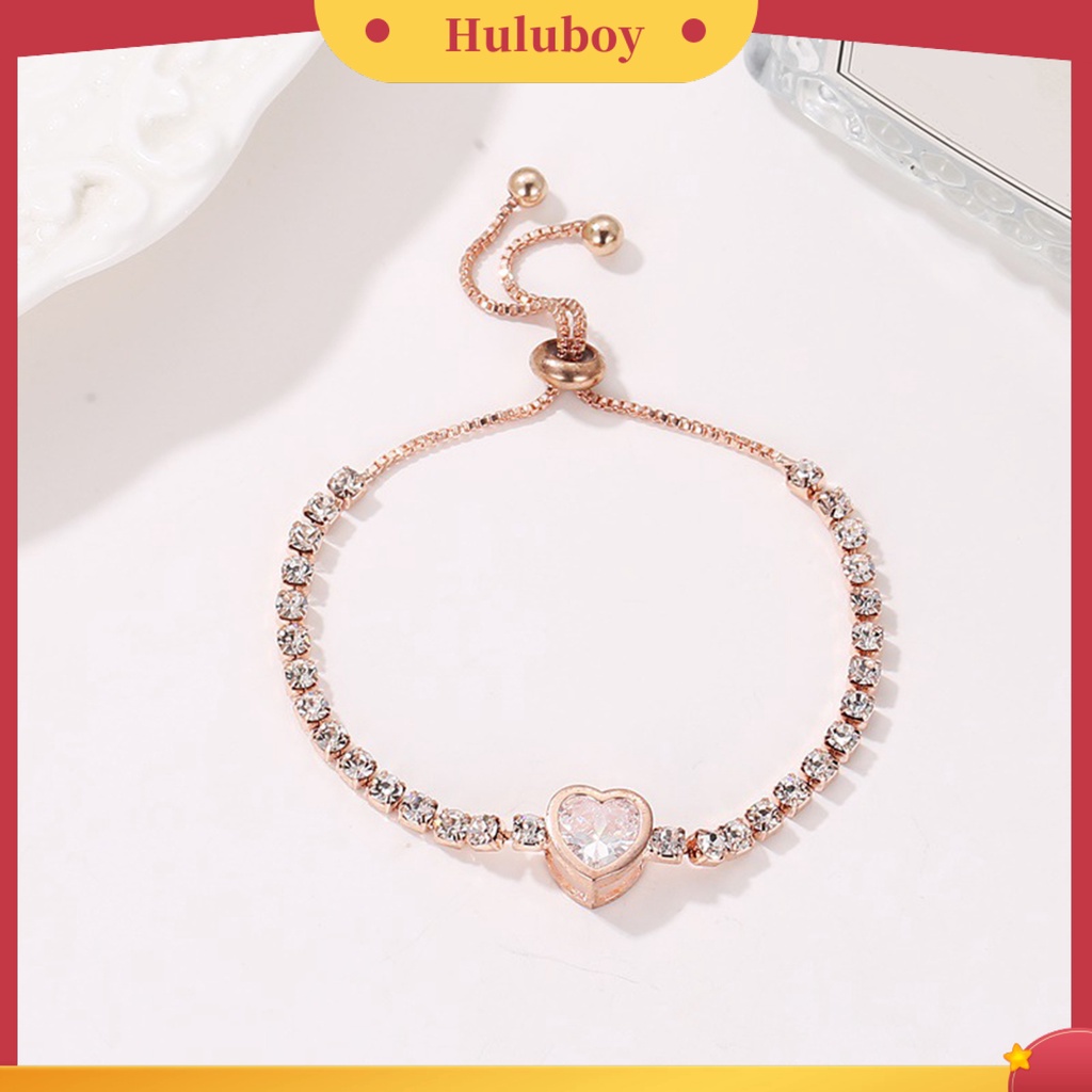 {Ready Stock} Gelang Wanita Hati Cubic Zirconia Perhiasan Bersinar Gaya Korea Bangle Untuk Pesta