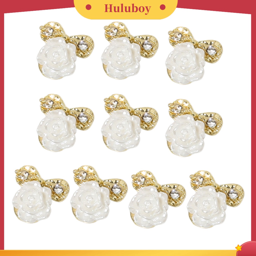 {In Stock} 10Pcs Hiasan Kuku Tiga Dimensi Bersinar Mudah Tempel Gloss DIY Berkilau Camellia Nail Charm Manicure Designs Nail Salon Supply