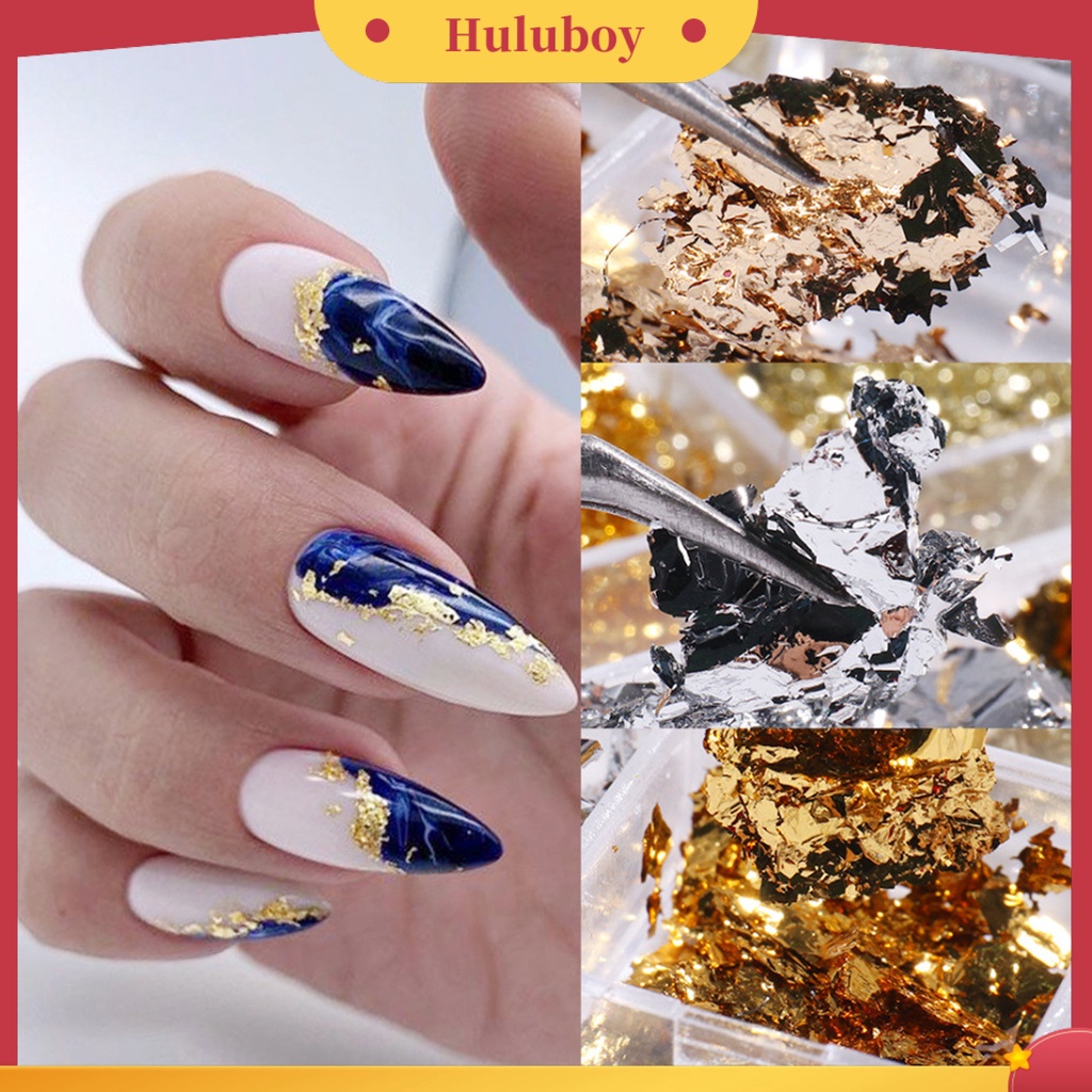 {In Stock} 1kotak Paku Sequin Bersinar DIY Desain Kertas Foil Fashion Nail Manicure Decor Untuk Profesional