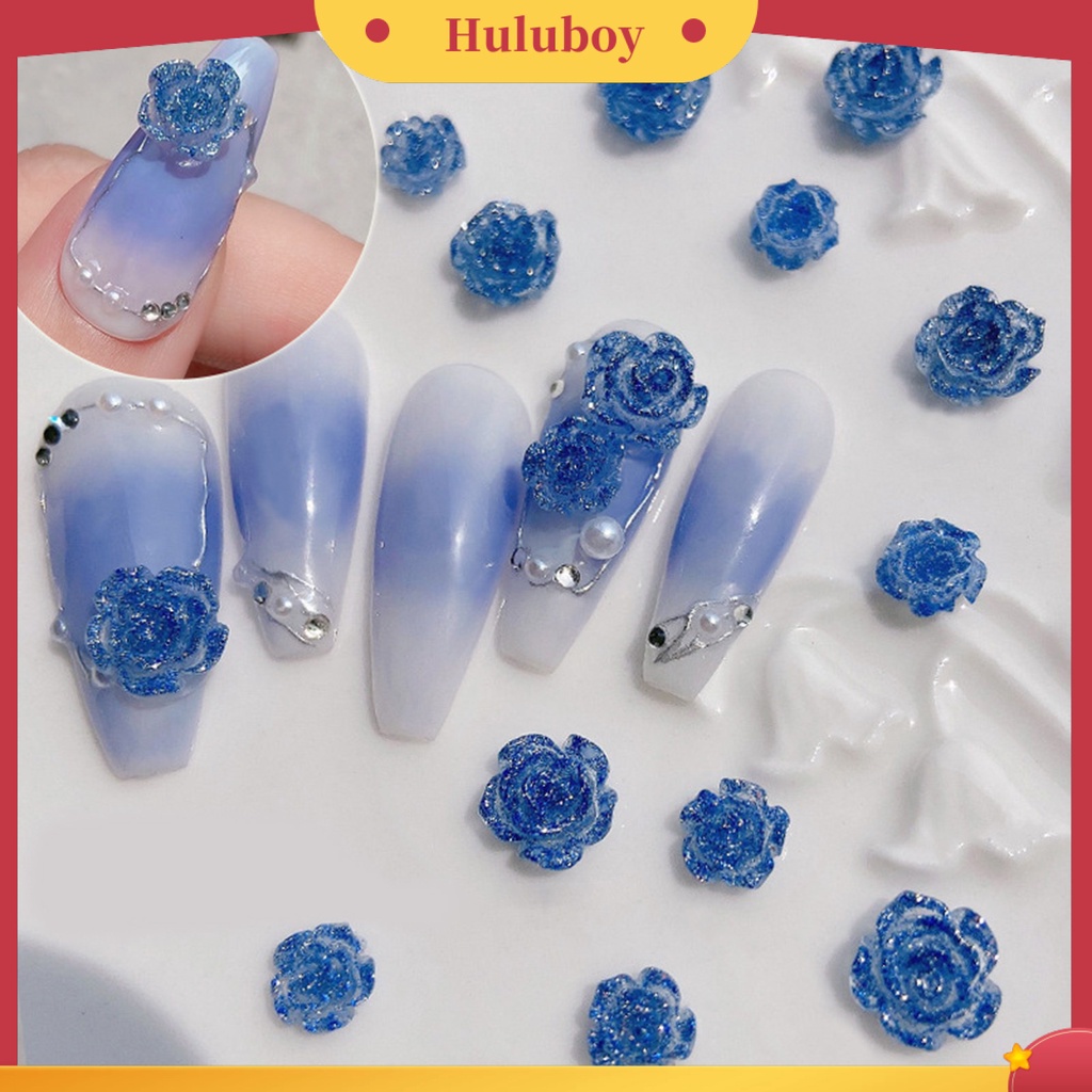 {In Stock} 50Pcs Kamelia Kuku Efek Visual Mengkilap Tiga Dimensi Glitter DIY Ornamen Kerajinan Manikur Kuku Mini 3D Untuk Manicurist