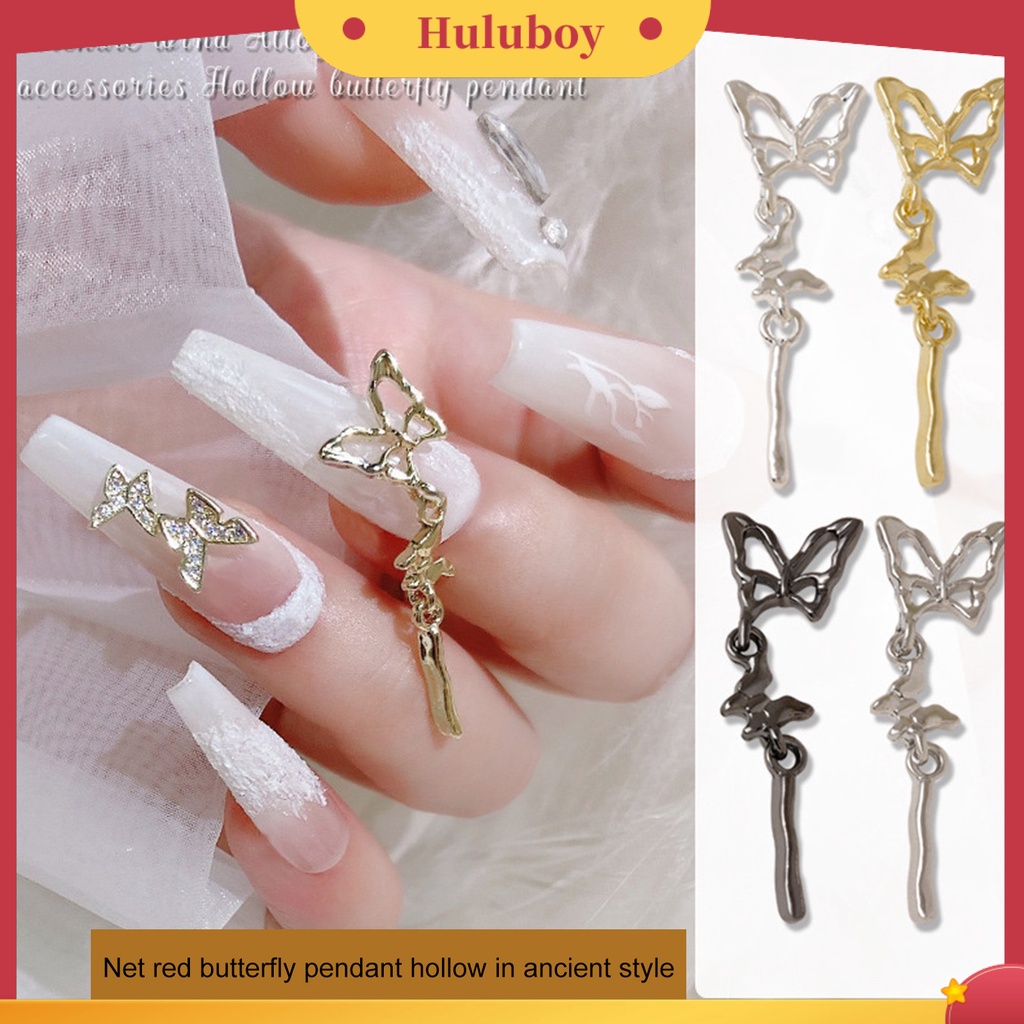 {In Stock} 10Pcs Nail Art Pendant Tiga Dimensi Ins Style Gloss DIY Tahan Karat Mid-length 3-bagian Kupu-Kupu Liontin Dekorasi Kuku Perlengkapan Kuku