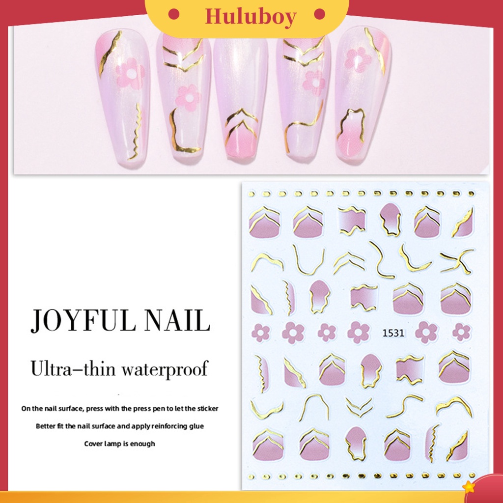 {In Stock} Nail Transfer Fabulous Efek 3D Ultra Tipis Dekorasi Stiker Sparkly Geometri Garis Decals Untuk Manicure