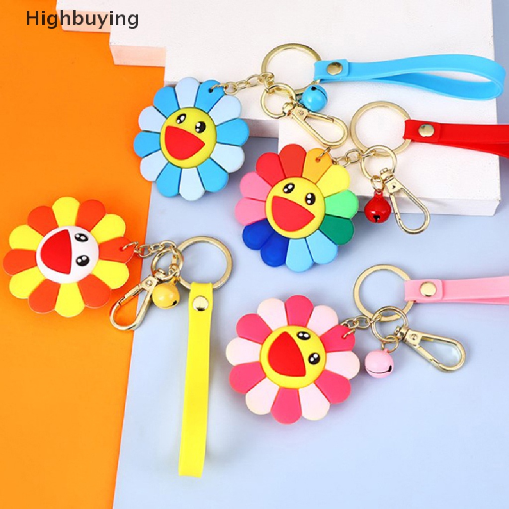Hbid2023bunga Matahari Manis Lucu Aksesoris Resin Karet Gantungan Kunci Untuk Wanita Trinket Key Chains Ring Tas Mobil Pendent Charm Glory