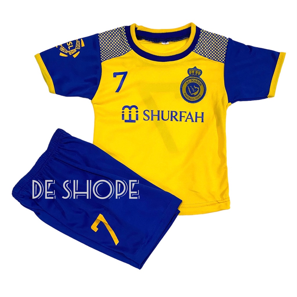 SETELAN BAJU RONALDO TERBARU / SET KAOS BOLA AL NASSR TERMURAH / KAOS SEPAKBOLA FUTSAL ANAK LAKI LAKI