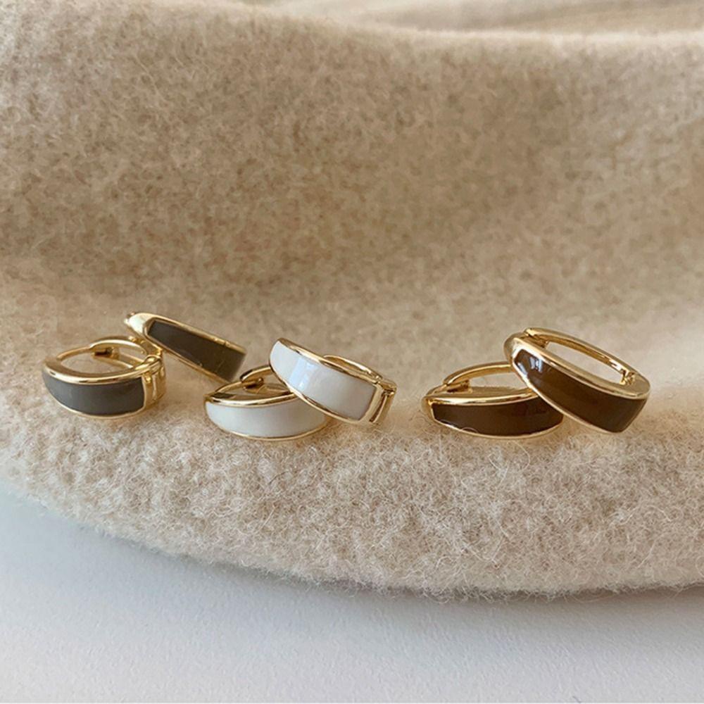 Mxbeauty Wanita Anting Hoop Minoritas Manis Pesta Fashion Desain Tembaga Temperamen Enamel Telinga Gesper