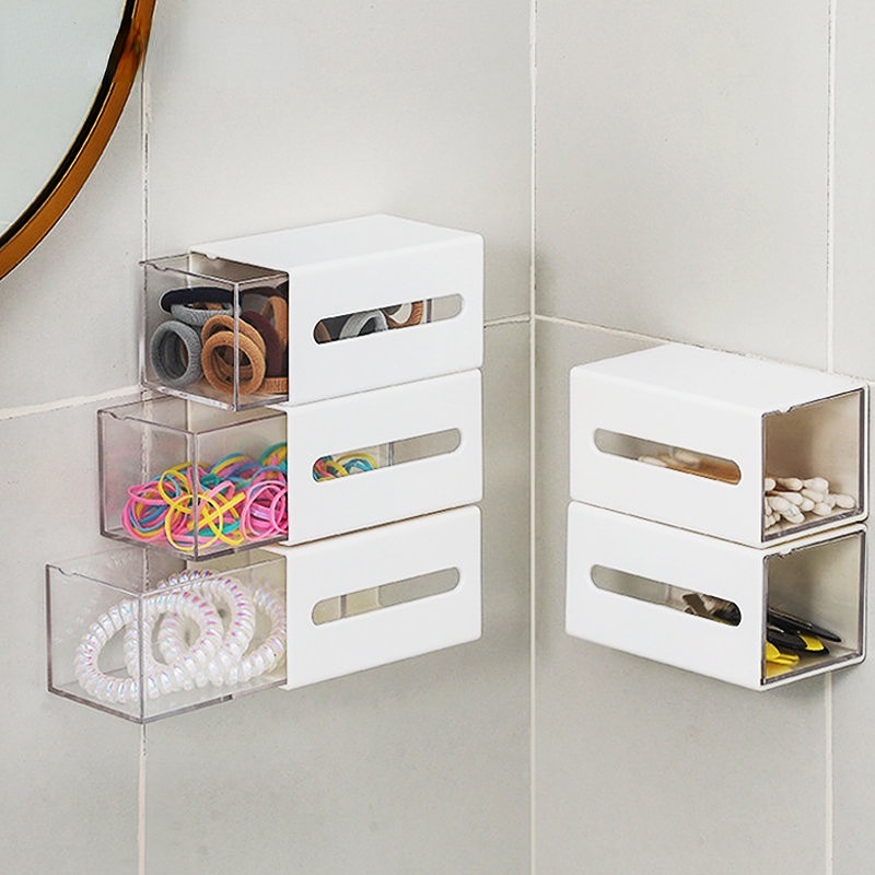Cotton Swab Lipstik Organize Bin Kotak Penyimpanan Barang Yang Dipasang Di Dinding Dapat Ditumpuk Rumah Wadah Penyimpanan Alat Tulis Tarik Tempat Permata