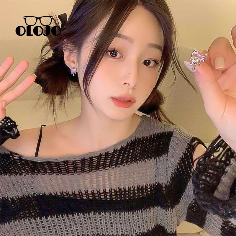 【COD】Zirkon Cair Cinta Anting Manis Indah Glitter Anting Perempuan
