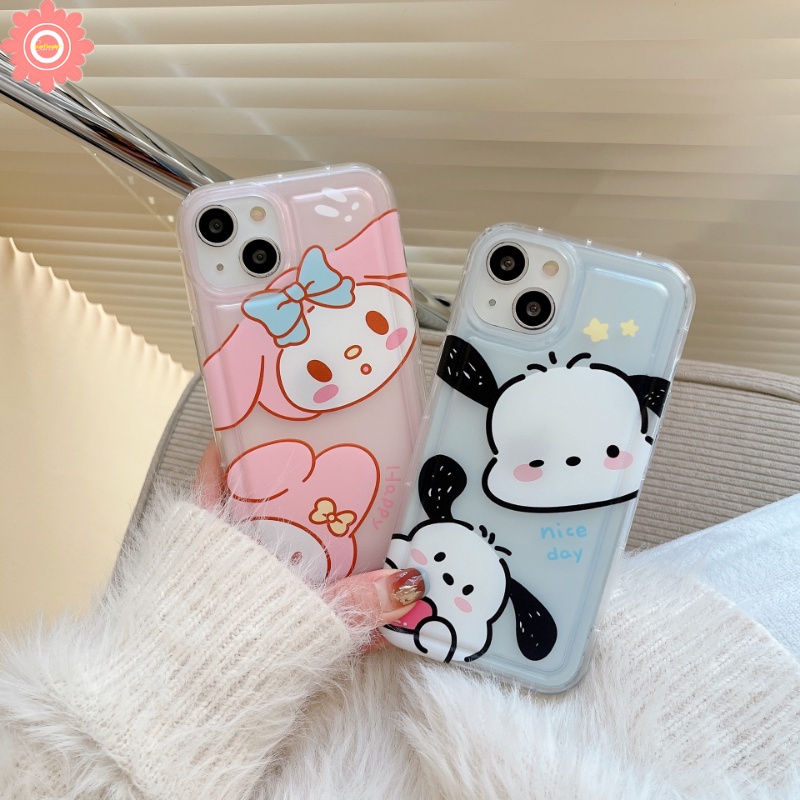 Case Shockproof Oppo A17K A16 A54 A5 A9 A77s A5s A3s A17 A15 A95 A7 A74 A12 A57 A16s A16K A92 A77 A55 A1K A53 A31 A16E A52 A12E Kartun Lucu Pochacco Melody Lembut Bening Penutup Belakang