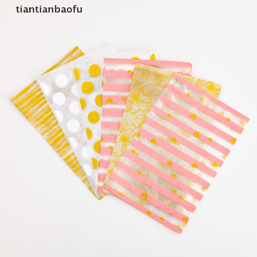 [tiantianbaofu] 100pcs Kantong Plastik Opp Bening Untuk Permen Lolipop Kue Kering Paket Bags Gift Bags Butik