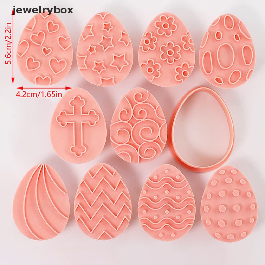 [jewelrybox] 10 Pcs Telur Paskah Biskuit Cetakan Cookie Cutters Stamp Press Fondant Gula craft Baking Alat Dekorasi Pesta Butik