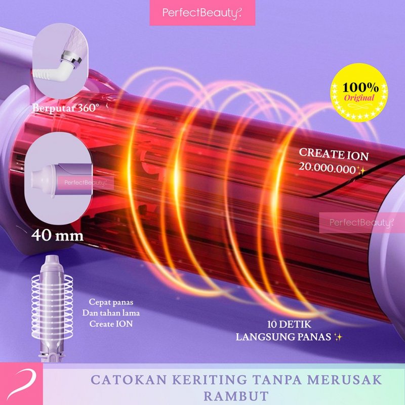 iBeauty Hair Curler 40mm - Catokan Wavy Keriting (Purple)