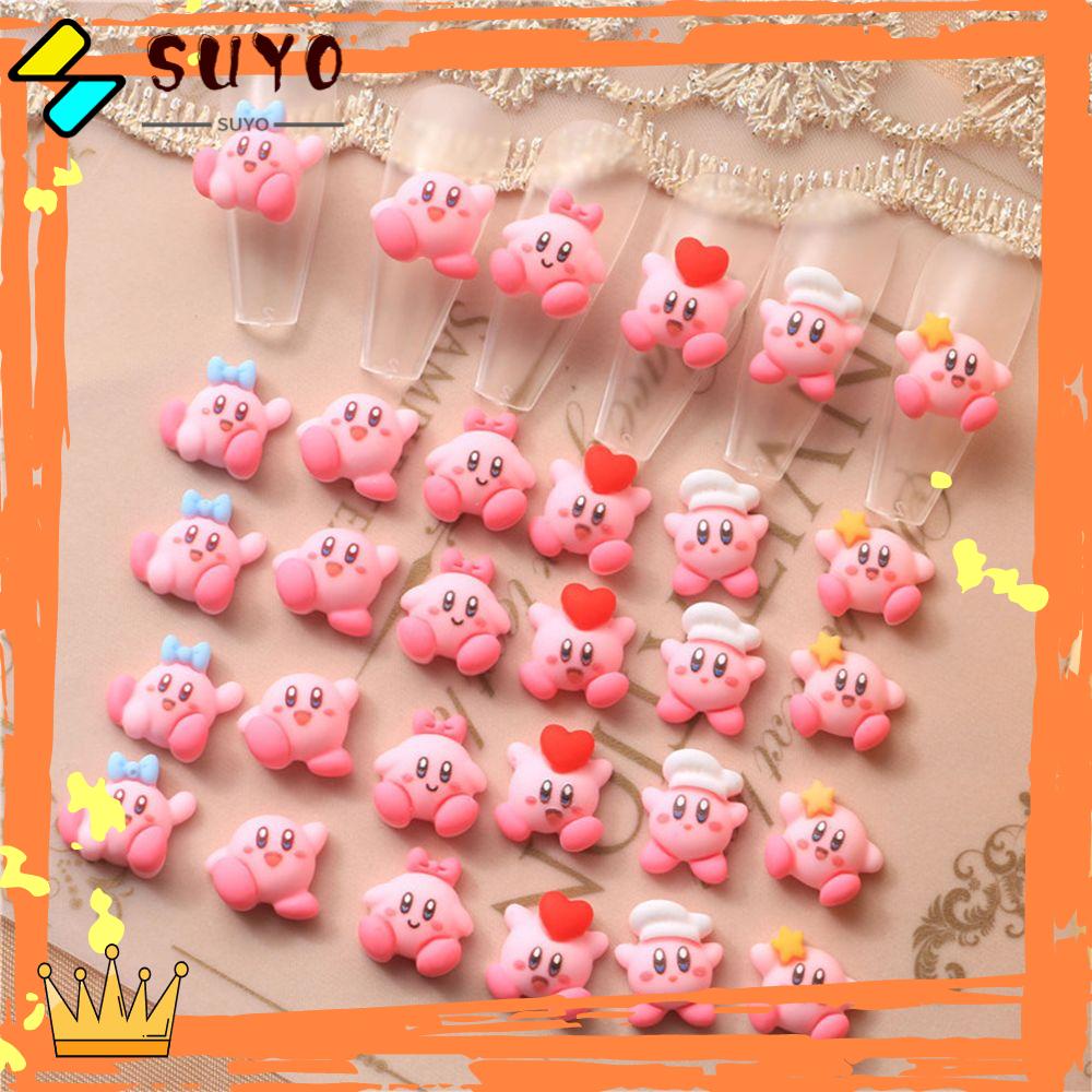 Suyo 10pcs Hiasan Nail Art Tekan Tips Kuku Resin Pink
