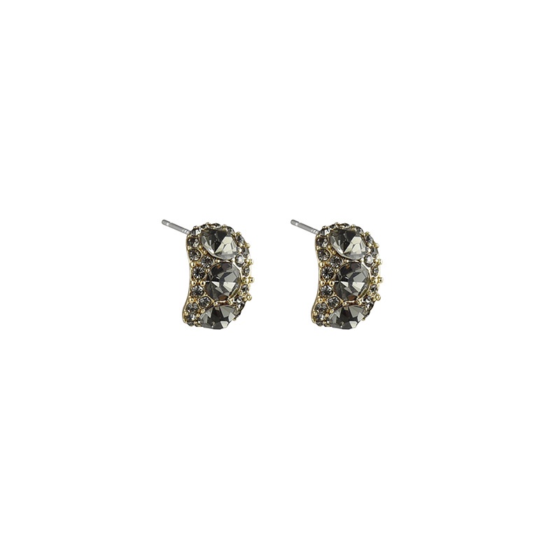 C -type Black Rhinestone Earrings Anting Indah Serbaguna