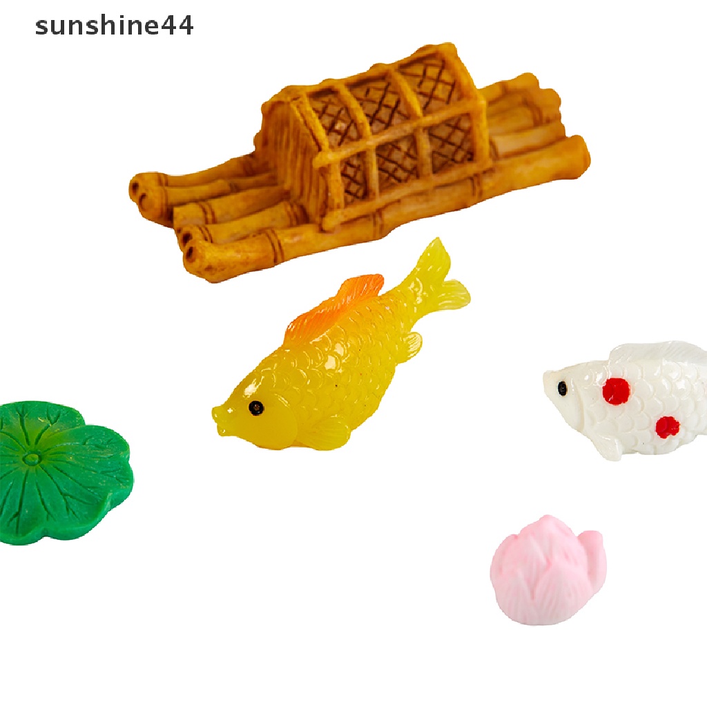 Sunshine Hias Teratai Ikan Warna-Warni DIY Miniatur Ornamen Lanskap Mikro Mini ID