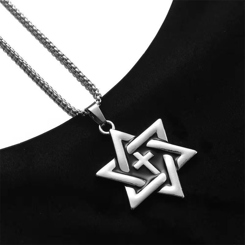 Kalung pria Cahaya Mewah Niche Hip-Hop Hexagram Series Pendant，kalung pria hexagram，kalung untuk pria