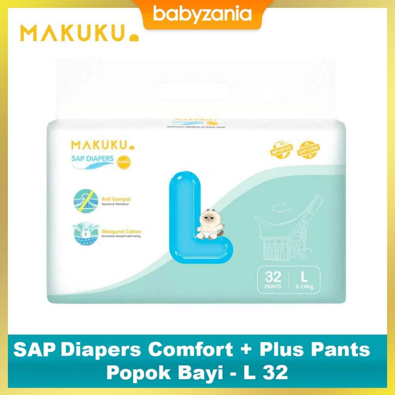 Makuku SAP Diapers Comfort + Plus Pants Popok Celana Bayi - L 32